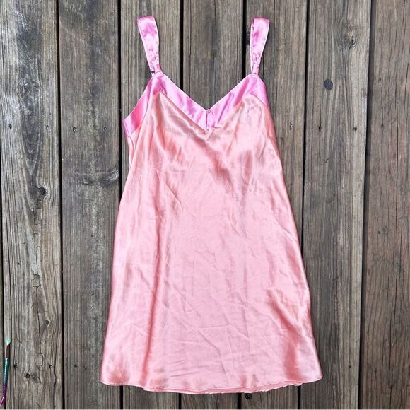 Peach and Pink Silky Mini Slip Dress - Picture 1 of 3